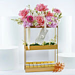 Luxurious Floral Stand With Dior Perfume N Chocolates Combo