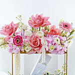 Luxurious Floral Stand With Dior Perfume N Chocolates Combo