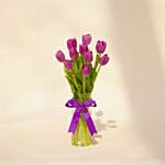 10 Purple Tulip Arrangement In Vase