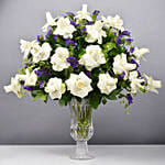 Beauty Of White And Blue Flowers Vase