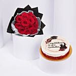 Graduation Gift Cakes With Red Flowers Bouquet