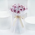 Purple Roses Bouquet In Transparent Wrapper