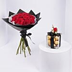 Red Roses Bouquet With Ferrero Rocher Chocolates