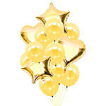 Set Of 14 Golden And Yellow Helium Balloons