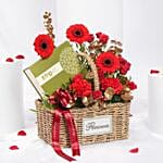 Love Basket Red Gerbera N Roses With Chocolates