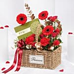 Love Basket Red Gerbera N Roses With Chocolates