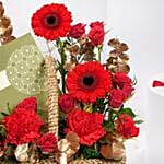 Love Basket Red Gerbera N Roses With Chocolates