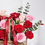 Love Basket Red N Pink Roses