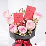 Pink Love Rose Bouquet N Chocolate Bars