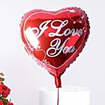 Valentine Combo Flower Basket With Chocolate N Heart Shape Balloons