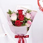 Valentine Combo Rose Bouquet N Heart Shape Balloons