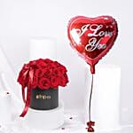 Valentine Combo Rose Box N Heart Shape Balloons