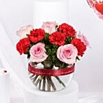 Valentine Flower Bowl N Heart Shape Balloons Combo