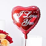 Valentine Rose Bowl N Heart Shape Balloons Combo