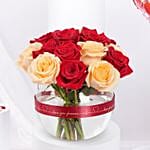 Valentine Rose Bowl N Heart Shape Balloons Combo