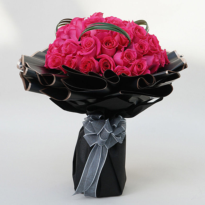 50 Dark Pink Roses Bouquet for Valentine