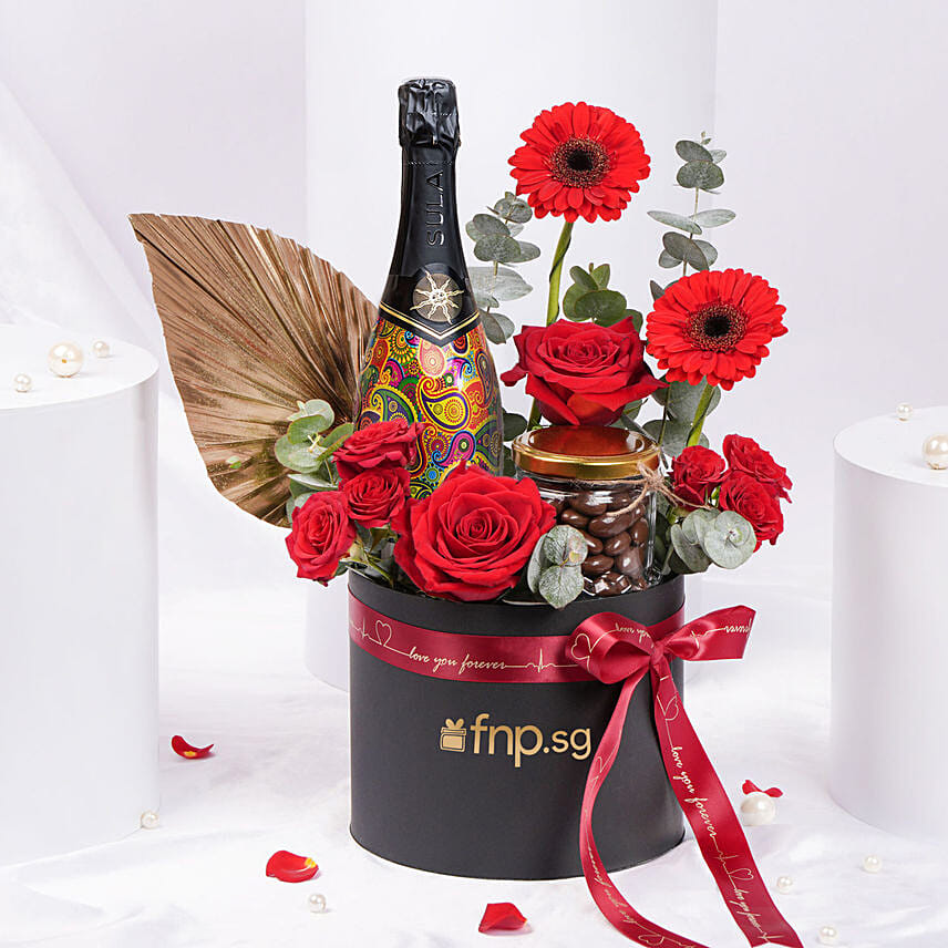 Golden Romance Wine Box for Valentine's Day