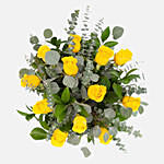 Yellow Roses Glass Vase Arrangement