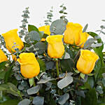 Yellow Roses Glass Vase Arrangement