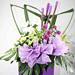 Exotic Mixed Flowers Purple Cardboard Stand