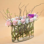 Serene Mixed Flowers Clear Glass Vase