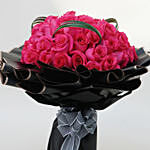 50 Dark Pink Roses Bouquet for Valentine