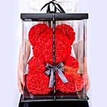 Artificial Roses Red Teddy Bear With I Love You Table Top For Valentine