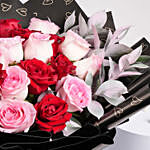 Valentine 12 Pink 12 Red Roses Bouquet