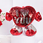 Luxury Valentine Rose Arrangement & Heart Cushion