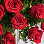 Ravishing 99 Red Roses In Glass Vase