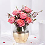 Valentines Pink Charm in Gold Vase