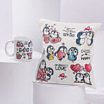 Valentines Printed Love Cushion & Mug