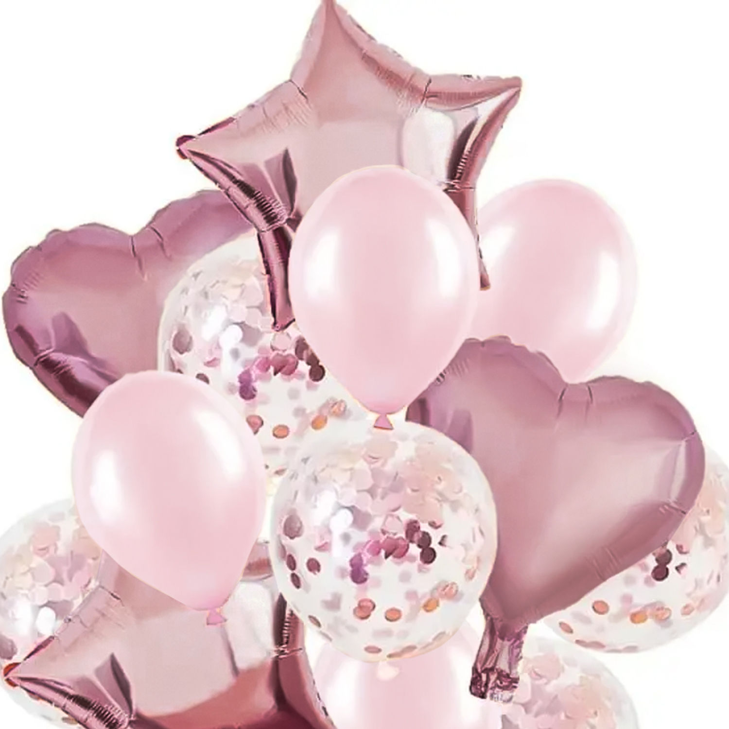 Online Heart n Star Shaped Rose Gold Balloons Gift Delivery in UAE - FNP