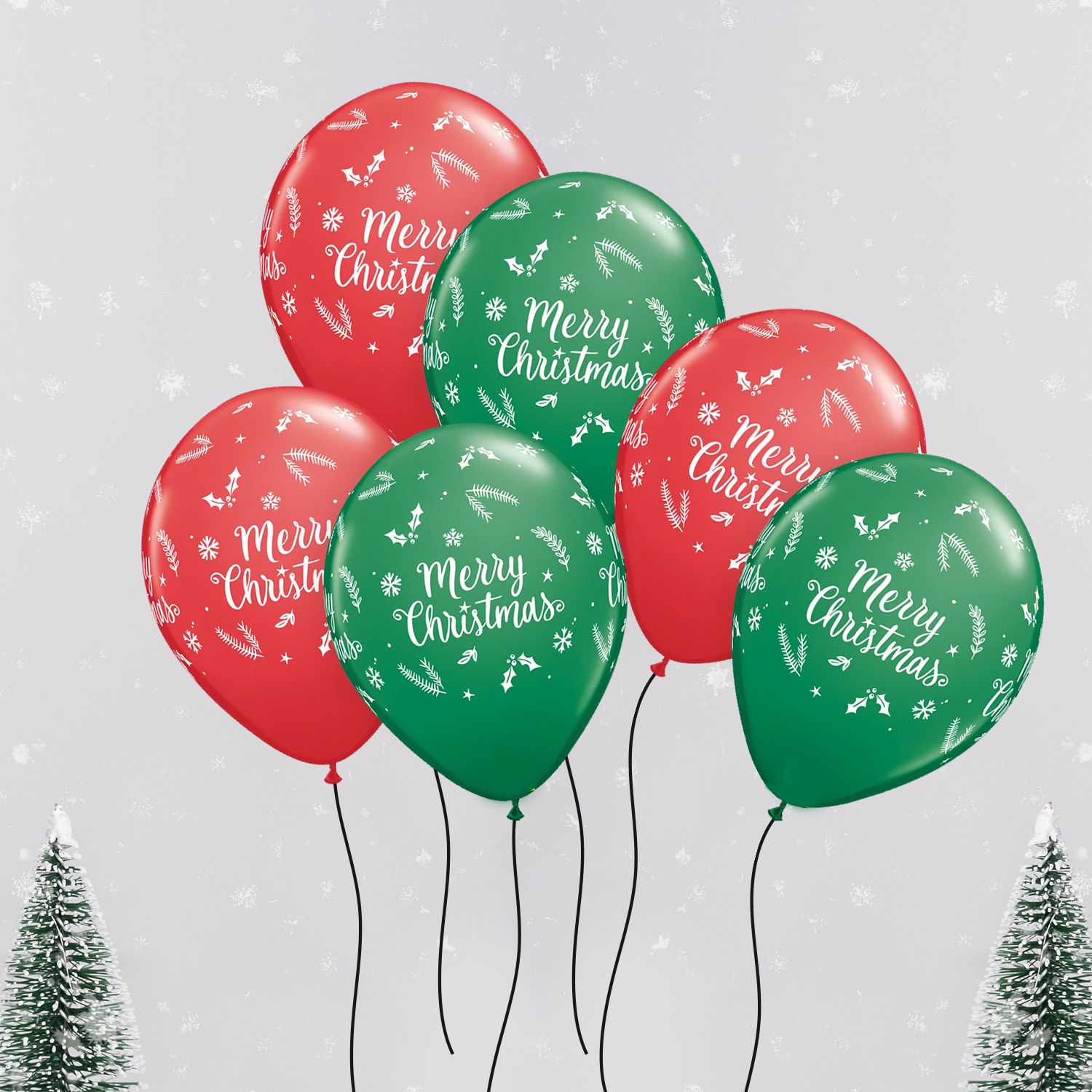 Online Merry Christmas Latex Balloon Set Of 6 Gift Delivery In UAE - FNP