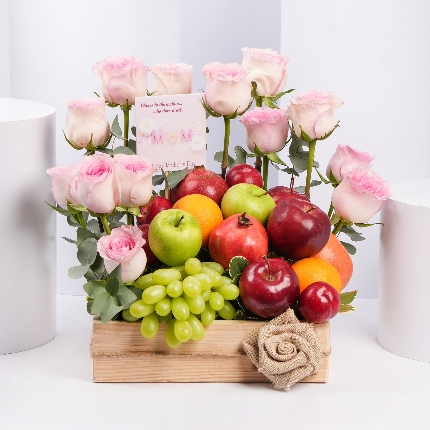 Online Fruits And Flowers Tray For Moms Love Gift Delivery in UAE - FNP